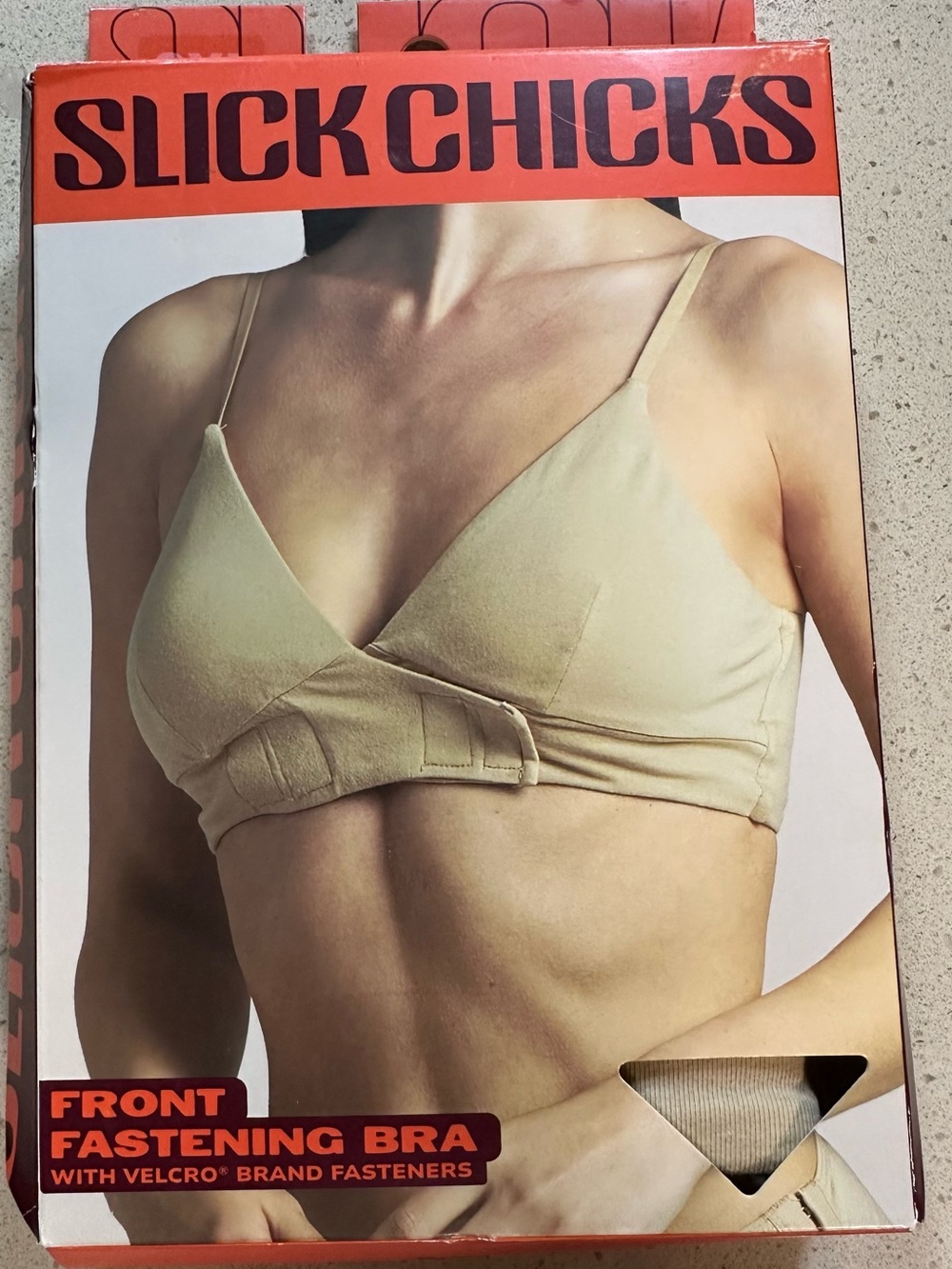 Slickchicks Front Fastening Beige Velcro Bra NWT